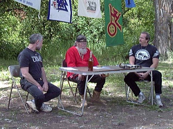 McNallen (left) with Michael "Valgard" Murray (center) and Eric "Hnikar" Wood at the 2000 IAOA Althing