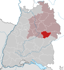 Elhelyezkedése Baden-Württemberg térképén