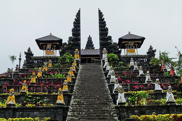 Stairs and terraces leading to the candi bentar split gate of Pura Besakih.