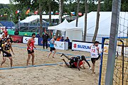 Deutsch: Beachhandball Europameisterschaften 2019 (Beach handball Euro); Tag 2: 3. Juli 2019 – Männer, Vorrunde Gruppe A, Türkei-Spanien 0:2 (16:23, 20:29) English: Beach handball Euro; Day 2: 3 July 2019 – Men Preliminary Round Group A – Turkey-Spain 0:2 (16:23, 20:29)