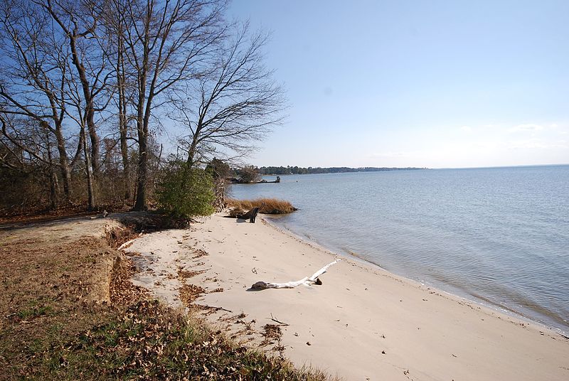 Beach winter Belle Isle State Park beach in Virginia