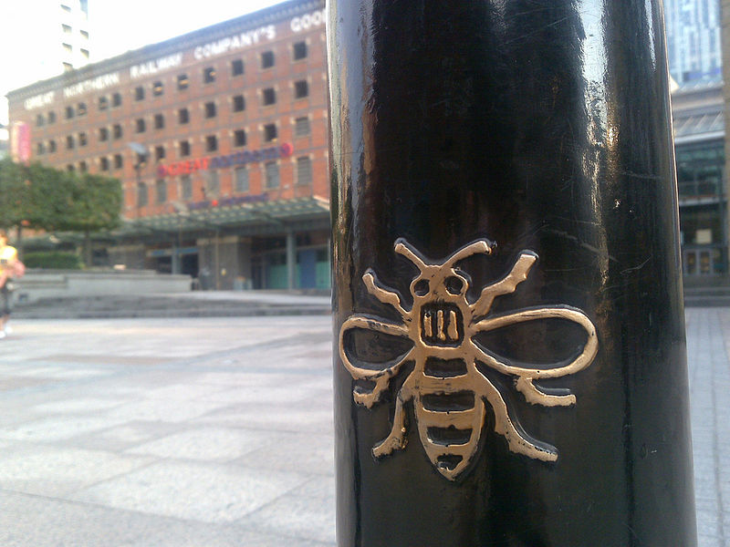 File:Bee on a bollard.jpg