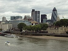 The series was almost entirely filmed throughout London Benkid77 North bank skyline, London 2 100809.JPG