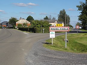 Bourg-Fidèle (Ardennes) city limit sign.JPG