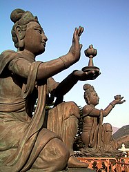 Buddhistic Statues praising the big Buddha on Lantau (Hongkong)