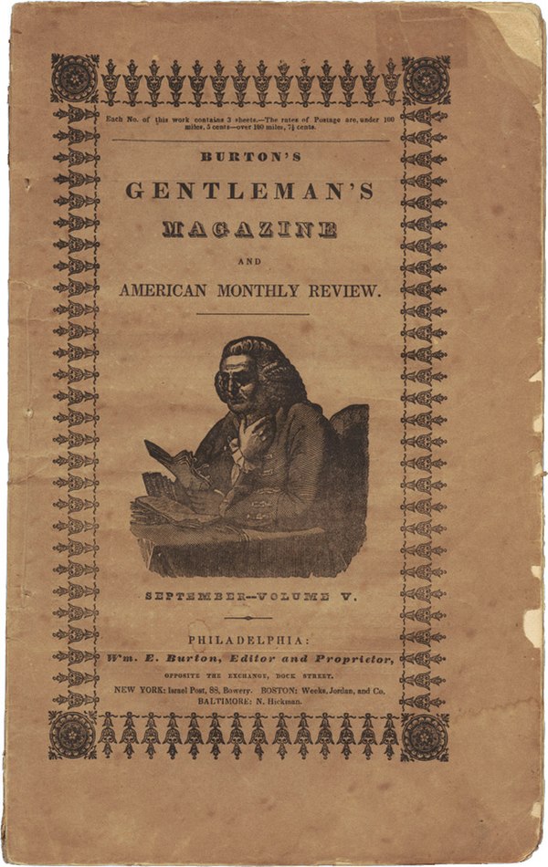 September 1839 issue of Burton's Gentleman's Magazine, which included the first publication of "The Fall of the House of Usher"