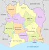Côte d'Ivoire, administrative divisions - et - colored.svg