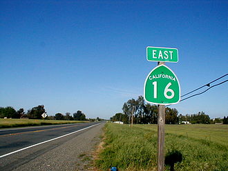 SR 16 heading east through Yolo County, California. CA16 Woodland.JPG