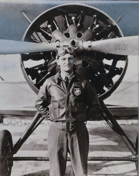 File:Capt. C.L Chennault, leader of The Flying Trapeze poses in front of a Boeing P-12E.jpg