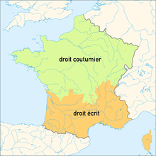 Carte du pays de droit coutumier et du pays de droit écrit (fr).png