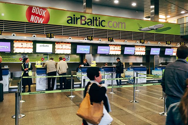 airBaltic check-in area at Riga International Airport