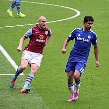 Senderos playing for Aston Villa against Chelsea in September 2014. Chelsea 3 Aston Villa 0 (15372411955).jpg