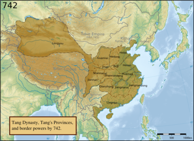 China in 742, png version on topo background.