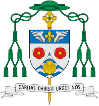 Coat of arms as Auxiliary Bishop of Los Angeles. Coat of arms of Joseph Vincent Brennan.svg