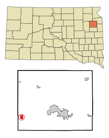 Codington County South Dakota Beépített és be nem épített területek Henry Highlighted.svg