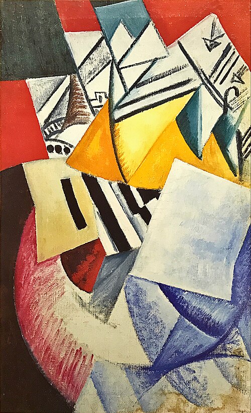 Composition with Cards (1915) by Olga Rozanova