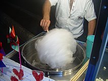 Cotton candy being prepared