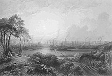 Cottonopolis, an 1840 portrait of Manchester's factory chimneys Cottonopolis1.jpg