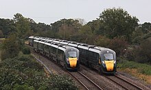 Being in the same family, the Class 802 is similar to the Class 800 Creech St Michael - GWR 802016 passing 802102.JPG