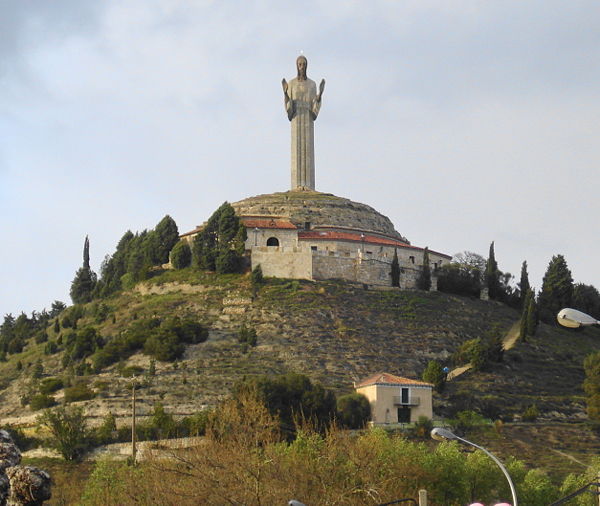 View of the Cristo del Otero hill. The colossal statue of Jesus is reportedly the fourth-largest in the world.