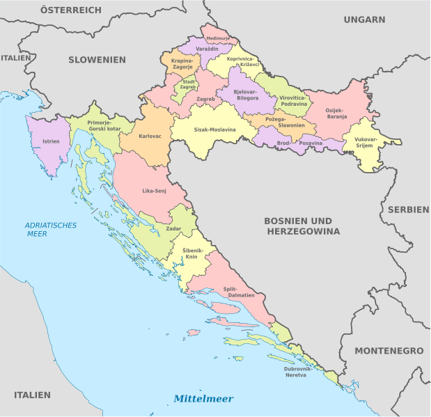 File:Croatia, administrative divisions - de - colored.svg