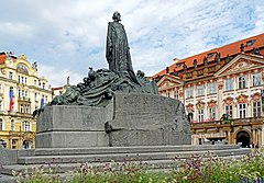 Image 10Monument to Master Jan Hus, a religious reformer and philosopher in Prague (from History of the Czech lands)