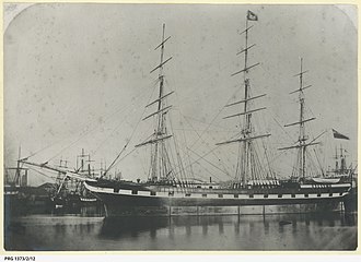 Darra, circa 1875, flying the flag of the Orient Line Darra anchored in an unidentified port.jpg