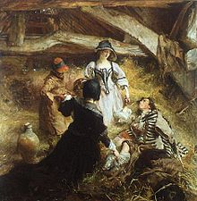 A wounded supporter of Monmouth taking refuge in a hay barn after the battle by Edgar Bundy Day of Sedgemoor, The-Edgar Bundy.jpg