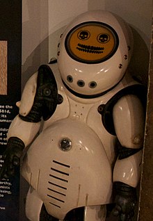 The Emojibots, on display at a Doctor Who exhibition. Doctor Who Experience series 10 (36276037671) (cropped).jpg
