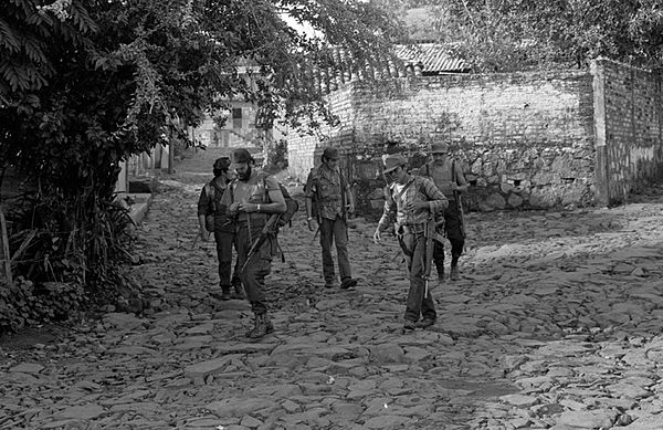 Guerrilla combatants in Perquín, El Salvador in 1990.