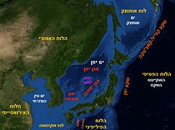 מפה בתימטרית של ים יפן וסביבתו