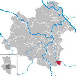Местоположбата на Едлау во рамките на округот Залцландкрајс