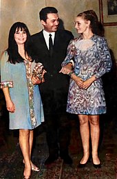 Salah Zulfikar, Shadia and a Russian actress at a cinematic event for A Taste of Fear in Semiramis InterContinental Hotel, Cairo in 1969 EgyptcinemaEvent1969.jpg