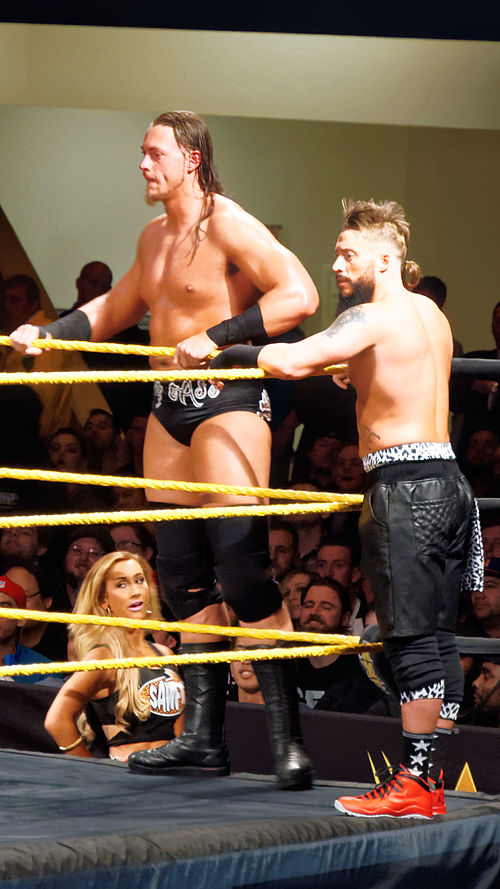 Amore and Cassady being managed by Carmella in March 2015