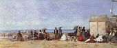 Plage à Trouville (entre 1870 à 1874), Londres, National Gallery.