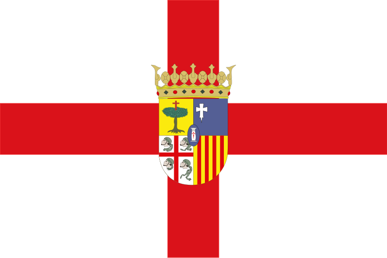 Bestand:Flag of Zaragoza province (with coat of arms).svg