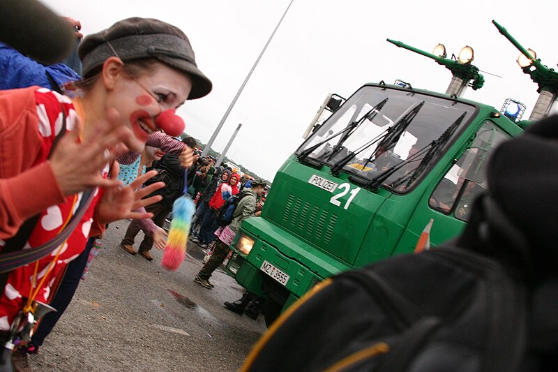 File:G8 protest Rostock clown police.jpg