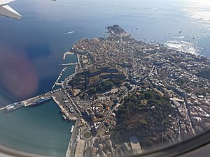 Korfu-Stadt (Blick vom Flugzeug)  Greece