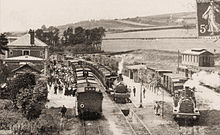 La gare d'Envermeu, située sur la ligne Eu - Dieppe, vue au début du vingtième siècle.