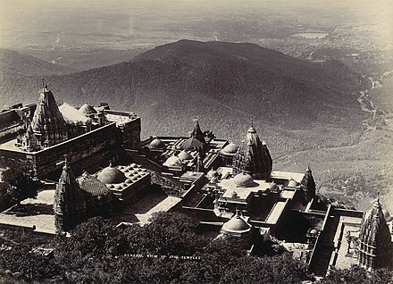 General view of Jain temples on the Girnar Hills looking back down towards Junagadh city