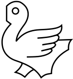 Basic form of the French merlette, not to be confused with the martlet Heraldique meuble Merlette.svg