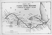 Map of first Mexican rail line between Veracruz and Mexico City HistoricalRailMapMexico.jpg