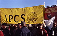 IPCS branch banner 1986 in London on Fowler demo IPCS banner.jpg