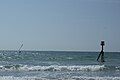 Competitions for the Island Games 2011 windsurfing, which was held off Yaverland beach, Yaverland, Isle of Wight.`