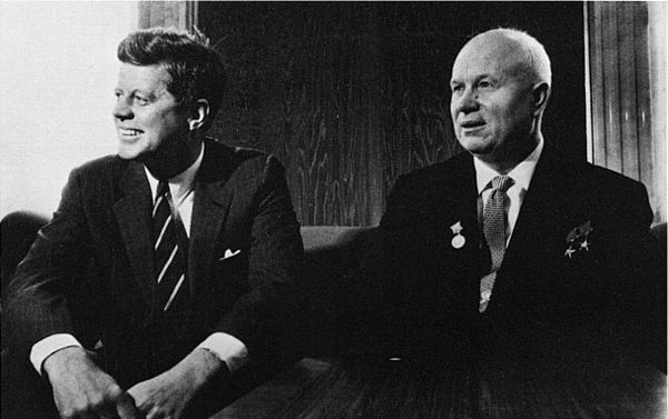 John F. Kennedy (1917–1963) and Nikita Khrushchev (1894–1971) in Vienna, Austria in May 1961