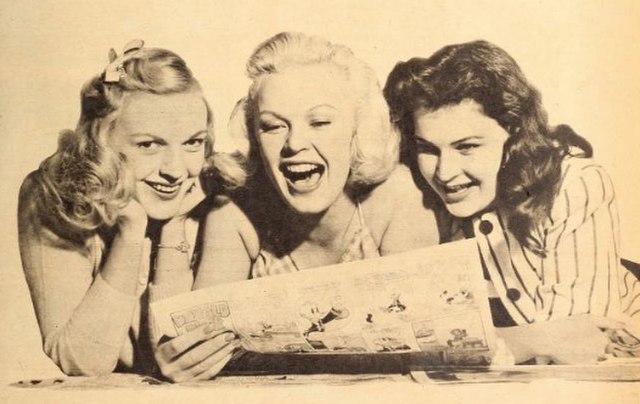 Haver (center) with her sisters shortly after moving to Hollywood, 1946