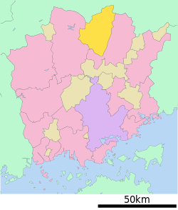 Kedudukan Kagamino di wilayah Okayama