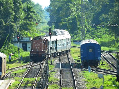 Kamakhya-Dibrugarh Express enters Mariani Junction in a summer afternoon - Flickr - Dr. Santulan Mahanta.jpg