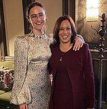 Emhoff with her stepmother, Kamala Harris, in May 2021 Kamala Harris and Ella Emhoff E1cSegEXIAAthfx (1).jpg