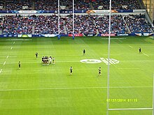 Kenya sevens team playing the Cook Islands at 2014 Commonwealth Games KenCIComGames.JPG